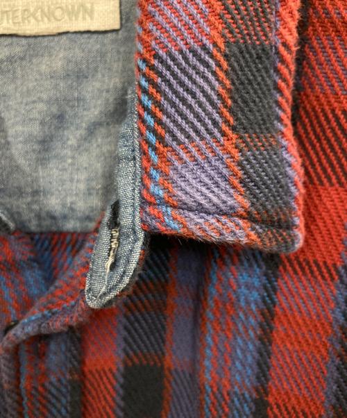OUTERKNOWN（アウターノーン）OUTERKNOWN (アウターノーン) ブランケットシャツ ネイビー×レッド サイズ:Sの古着・服飾アイテム