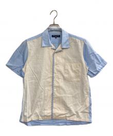 COMME des GARCONS HOMME（コムデギャルソン オム）の古着「バイカラーコットンリネンオープンカラーシャツ」｜スカイブルー×アイボリー