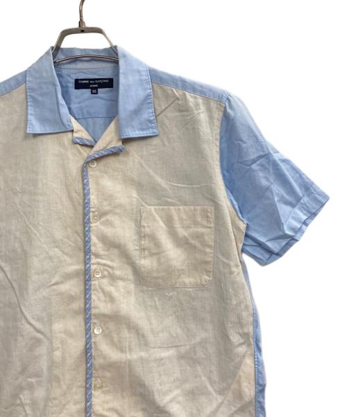 COMME des GARCONS HOMME（コムデギャルソン オム）COMME des GARCONS HOMME (コムデギャルソン オム) バイカラーコットンリネンオープンカラーシャツ スカイブルー×アイボリー サイズ:SSの古着・服飾アイテム