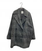 Spick and Spanスピック＆スパン）の古着「Wスライバーチェックハーフコート」｜ブラック