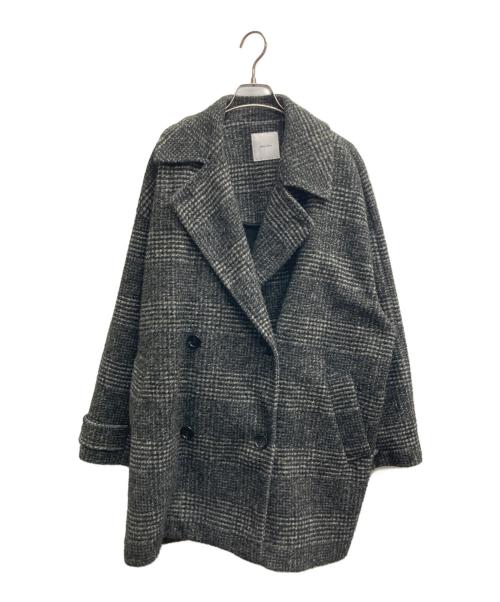 Spick and Span（スピック＆スパン）Spick and Span (スピック＆スパン) Wスライバーチェックハーフコート ブラック サイズ:38の古着・服飾アイテム