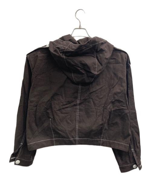 jonnlynx（ジョンリンクス）jonnlynx (ジョンリンクス) cotton linen short hoodie（コットン　リネン　ショート　フーディー） ブラウン サイズ:Mの古着・服飾アイテム