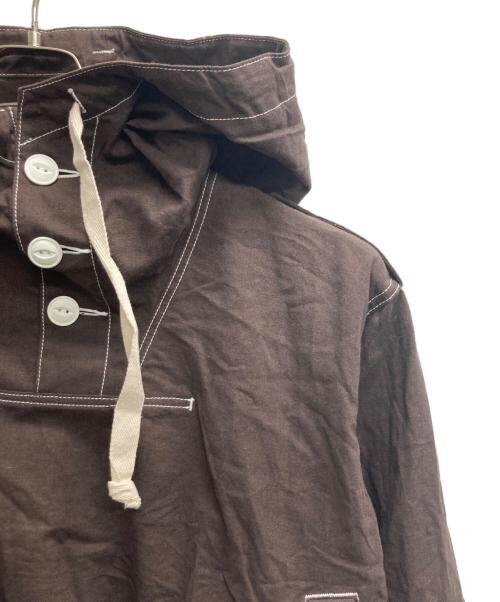 jonnlynx（ジョンリンクス）jonnlynx (ジョンリンクス) cotton linen short hoodie（コットン　リネン　ショート　フーディー） ブラウン サイズ:Mの古着・服飾アイテム