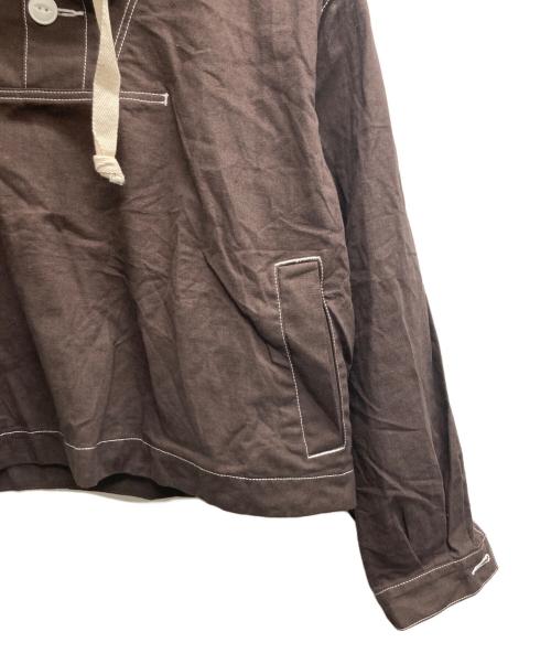 jonnlynx（ジョンリンクス）jonnlynx (ジョンリンクス) cotton linen short hoodie（コットン　リネン　ショート　フーディー） ブラウン サイズ:Mの古着・服飾アイテム