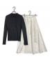 Mila Owen（ミラオーウェン）の古着「ポロ衿ニットタックフレアスカートコーデSET」｜ブラック