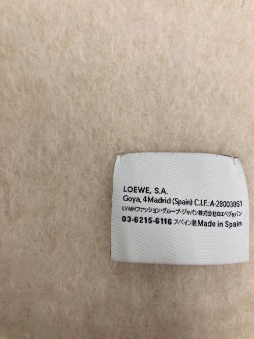 LOEWE（ロエベ）LOEWE (ロエベ) モヘアウールレザーパッチロゴマフラー アイボリーの古着・服飾アイテム