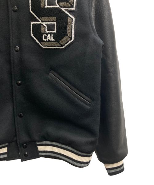 STANDARD CALIFORNIA（スタンダードカリフォルニア）STANDARD CALIFORNIA (スタンダードカリフォルニア) 23AW ロゴ チェーン刺繍 レザースリーブ メルトン スタジャン ブラック サイズ:XLの古着・服飾アイテム