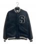 STANDARD CALIFORNIA（スタンダードカリフォルニア）の古着「23AW ロゴ チェーン刺繍 レザースリーブ メルトン スタジャン」｜ブラック
