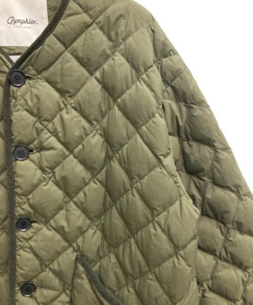 Gymphlex（ジムフレックス）Gymphlex (ジムフレックス) キルトダウンノーカラーコート カーキ サイズ:12の古着・服飾アイテム