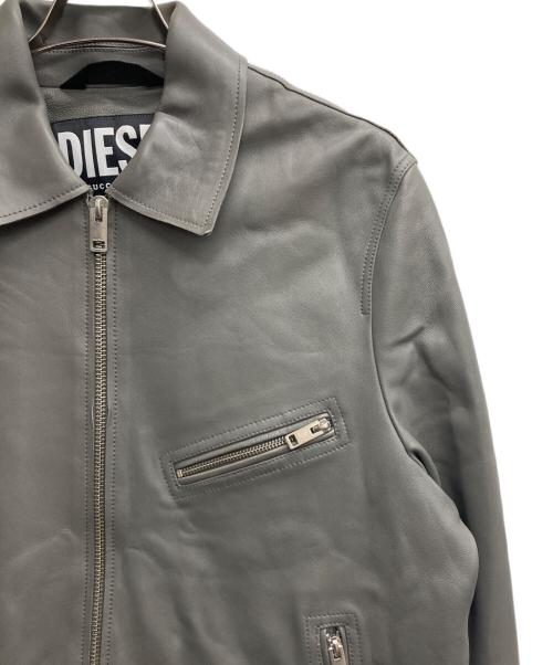 DIESEL（ディーゼル）DIESEL (ディーゼル) L-KORN レザージャケット グレー サイズ:Lの古着・服飾アイテム