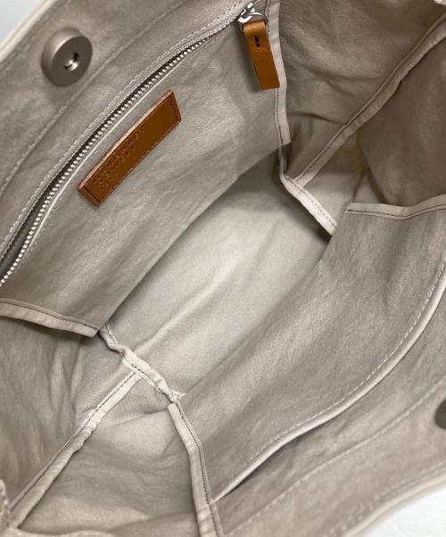 MARGARET HOWELL idea（マーガレット ハウエル アイディア）MARGARET HOWELL idea (マーガレット ハウエル アイディア) キャンバスレザーハンドバッグ ベージュの古着・服飾アイテム