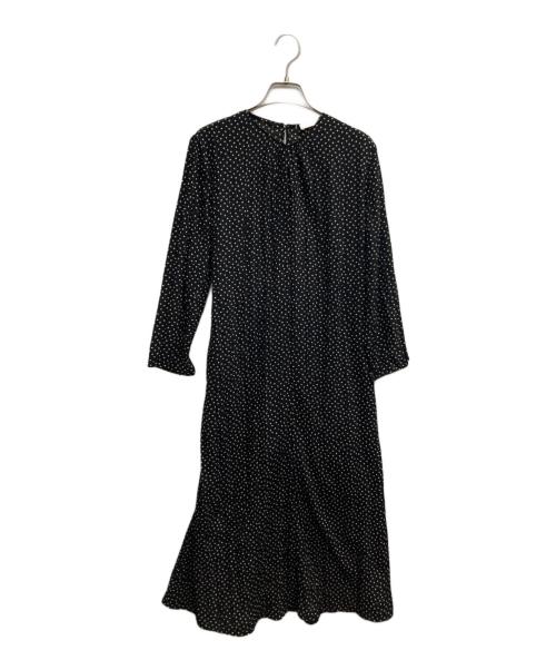 BALLSEY（ボールジィ）BALLSEY (ボールジィ) ランダムプリーツドットプリント ソフトマーメイドワンピース ブラック サイズ:36の古着・服飾アイテム