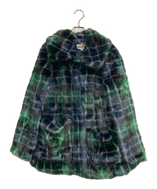 Jakke（ジャッキー）Jakke (ジャッキー) フェイクファーコート グリーン×ネイビー サイズ:38の古着・服飾アイテム