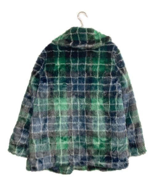 Jakke（ジャッキー）Jakke (ジャッキー) フェイクファーコート グリーン×ネイビー サイズ:38の古着・服飾アイテム