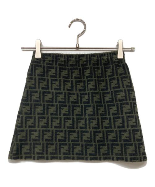 FENDI（フェンディ）FENDI (フェンディ) パイルズッカスカート ブラック×グリーン サイズ:40の古着・服飾アイテム
