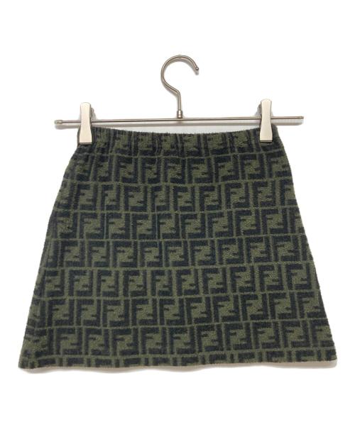 FENDI（フェンディ）FENDI (フェンディ) パイルズッカスカート ブラック×グリーン サイズ:40の古着・服飾アイテム