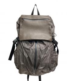 ear PAPILLONNER×BURLAP OUTFITTER（イアパピヨネ×バーラップアウトフィッター）の古着「ペイズリー柄レザーフラップリュック」｜ブラウン