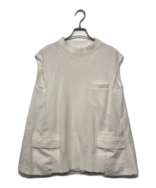sacai（サカイ）sacai (サカイ) バックプリーツニット ホワイト サイズ:１の古着・服飾アイテム