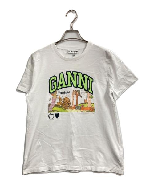 GANNI（ガニー）Ganni (ガニー) White Basic Jersey Poppy Relaxed T-shirt ホワイト サイズ:xsの古着・服飾アイテム
