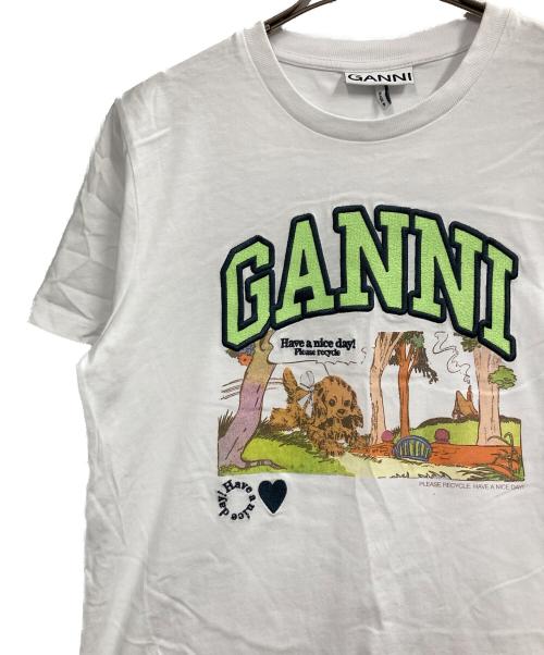 GANNI（ガニー）Ganni (ガニー) White Basic Jersey Poppy Relaxed T-shirt ホワイト サイズ:xsの古着・服飾アイテム