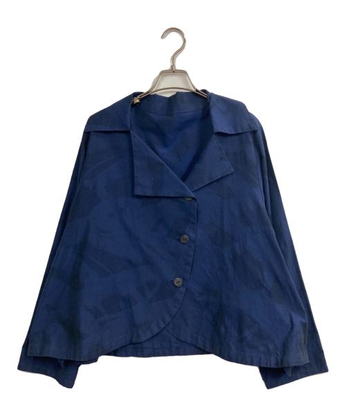 慈雨（ジウ）慈雨 (ジウ) 柄シャツジャケット ブルー サイズ:40の古着・服飾アイテム