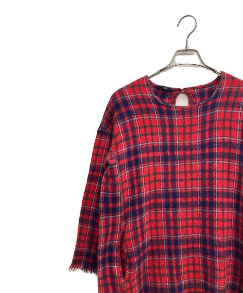 45R（フォーティファイブ・アール）45R (フォーティファイブ・アール) フロートタータンチェックワンピース レッドの古着・服飾アイテム
