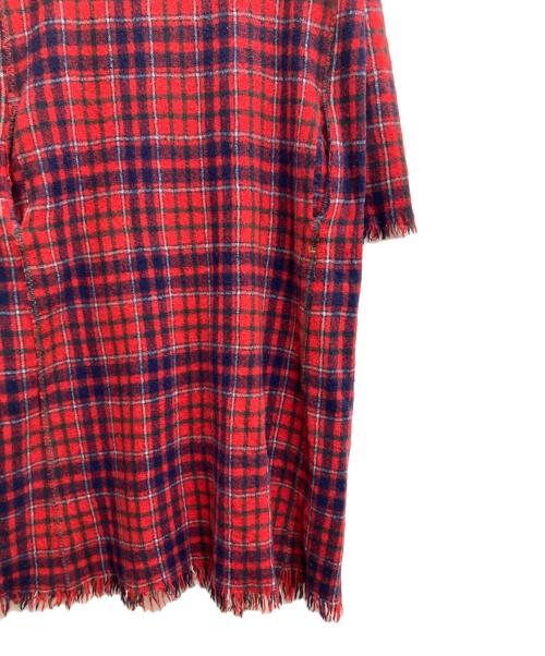 45R（フォーティファイブ・アール）45R (フォーティファイブ・アール) フロートタータンチェックワンピース レッドの古着・服飾アイテム
