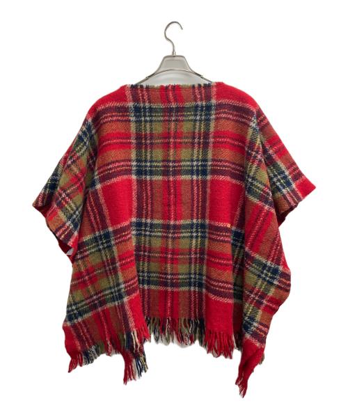 45R（フォーティファイブ・アール）45R (フォーティファイブ・アール) インドメリノカシミヤのチェックポンチョ レッド サイズ:記載なし（実寸サイズを参照ください）の古着・服飾アイテム