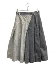 Vivienne Westwood RED LABEL（ヴィヴィアンウエストウッドレッドレーベル）の古着「バイカラータックデニムスカート」｜グレー