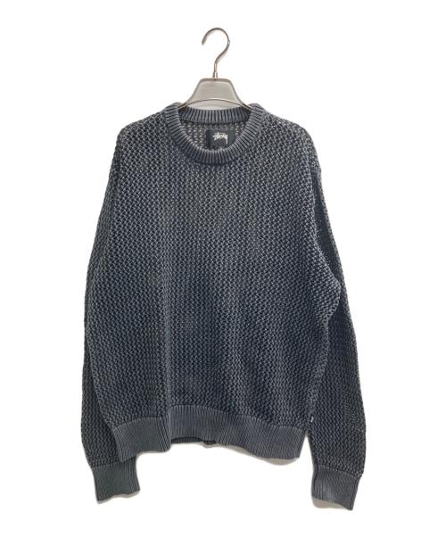 stussy（ステューシー）stussy (ステューシー) ピグメントダイドメッシュニット グレー サイズ:Lの古着・服飾アイテム