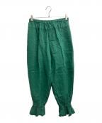 nest Robeネストローブ）の古着「リネン近江晒ラッフルヘムパンツ」｜グリーン