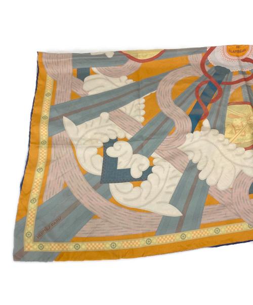 HERMES（エルメス）HERMES (エルメス) カレ90 ダブルフェイス たいまつの光 オレンジの古着・服飾アイテム