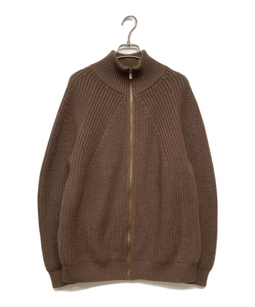 BATONER（バトナ―）BATONER (バトナ―) ウール5Gシグニチャー畦編みドライバーズニット ブラウン サイズ:１の古着・服飾アイテム