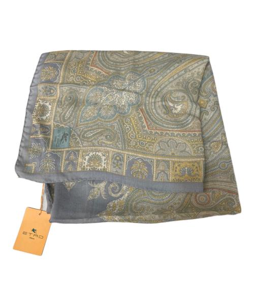 ETRO（エトロ）ETRO (エトロ) ウールシルクペイズリー柄大判ストール 黄緑の古着・服飾アイテム