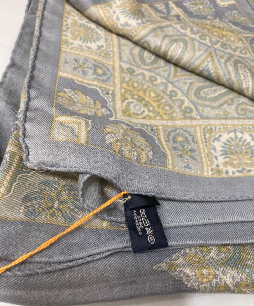 ETRO（エトロ）ETRO (エトロ) ウールシルクペイズリー柄大判ストール 黄緑の古着・服飾アイテム