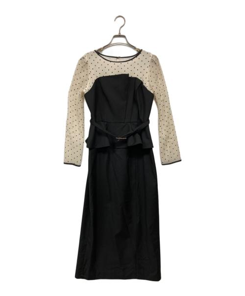 JUSGLITTY（ジャスグリッティー）JUSGLITTY (ジャスグリッティー) ペプラムワンピース ブラック サイズ:1の古着・服飾アイテム