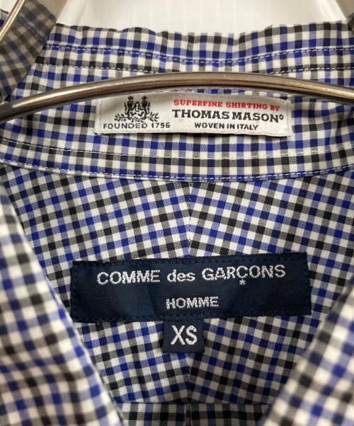 COMME des GARCONS HOMME（コムデギャルソン オム）COMME des GARCONS HOMME (コムデギャルソン オム) THOMAS MASON (トーマスメイソン) ラウンドカラーチェックシャツ ブルー サイズ:XSの古着・服飾アイテム