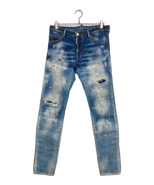 DSQUARED2（ディースクエアード）DSQUARED2 (ディースクエアード) 加工スリムデニムパンツ インディゴ サイズ:SIZE 48の古着・服飾アイテム