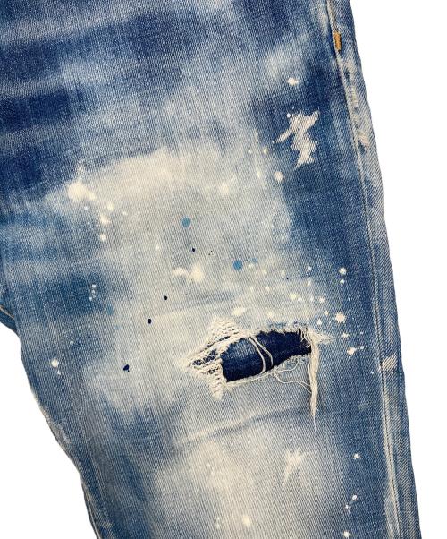 DSQUARED2（ディースクエアード）DSQUARED2 (ディースクエアード) 加工スリムデニムパンツ インディゴ サイズ:SIZE 48の古着・服飾アイテム