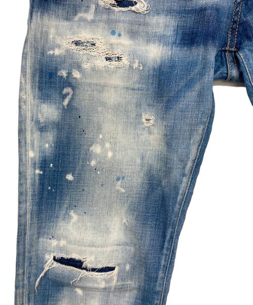DSQUARED2（ディースクエアード）DSQUARED2 (ディースクエアード) 加工スリムデニムパンツ インディゴ サイズ:SIZE 48の古着・服飾アイテム