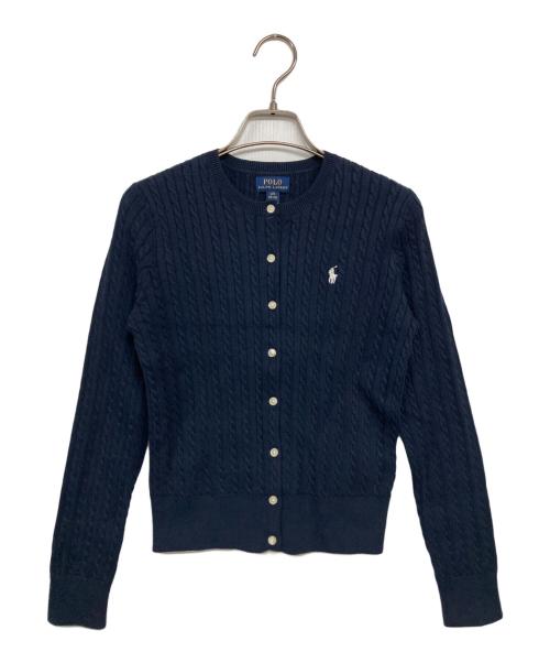 POLO RALPH LAUREN（ポロ・ラルフローレン）POLO RALPH LAUREN (ポロ・ラルフローレン) ケーブルニットカーディガン ネイビー サイズ:L/G(12-14)の古着・服飾アイテム