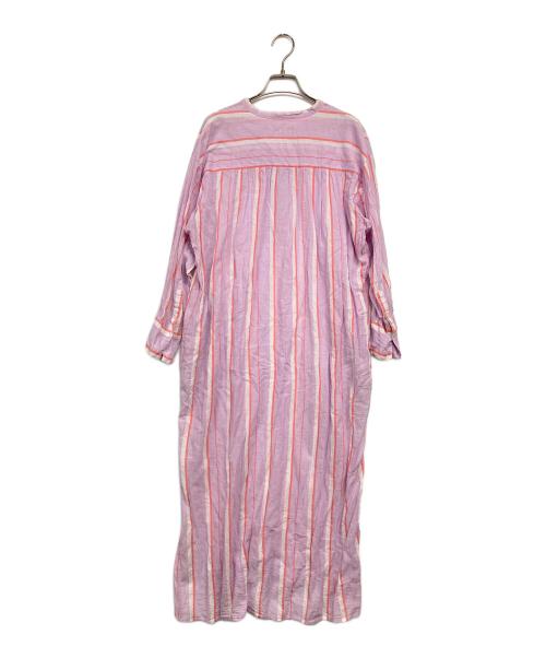 ne quittez pas（ヌキテパ）ne quittez pas (ヌキテパ) C.VOILE STRIPE KURTA DRESS ピンク サイズ:記載なし（実寸サイズを参照ください）の古着・服飾アイテム