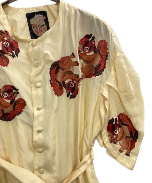 ahcahcum（アチャチュム）ahcahcum (アチャチュム) シルク地刺繍ワンピース イエロー サイズ:36の古着・服飾アイテム