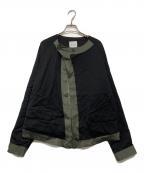 Siseシセ）の古着「レーヨンテーラードジャケット」｜ブラック×カーキ