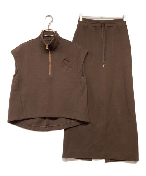 LOUNIE（ルーニー）LOUNIE (ルーニー) ハーフジップカットソーセットアップ ブラウン サイズ:36の古着・服飾アイテム