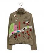 OLLEBOREBLAアルベロベロ）の古着「ビーズ刺繍ジップアップパーカー」｜ベージュ