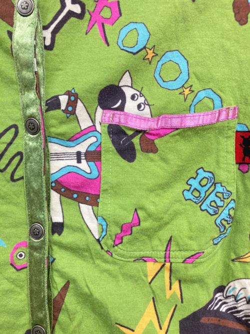 OLLEBOREBLA（アルベロベロ）OLLEBOREBLA (アルベロベロ) プリントシャツ 黄緑 サイズ:記載なし（実寸サイズを参照ください）の古着・服飾アイテム