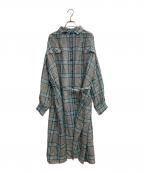 SANYOCOATサンヨーコート）の古着「ラミーチェックシャツワンピース」｜スカイブルー