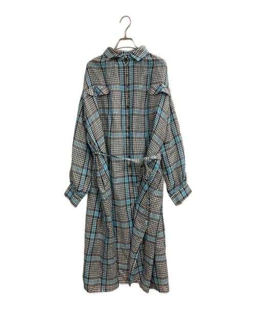 SANYOCOAT（サンヨーコート）SANYOCOAT (サンヨーコート) ラミーチェックシャツワンピース スカイブルー サイズ:38の古着・服飾アイテム