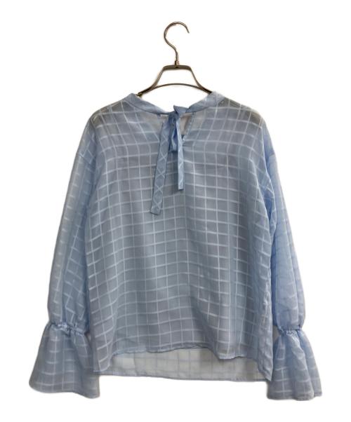 BLUE LABEL CRESTBRIDGE（ブルーレーベルクレストブリッジ）BLUE LABEL CRESTBRIDGE (ブルーレーベルクレストブリッジ) シフォンボウタイブラウス スカイブルー サイズ:36の古着・服飾アイテム